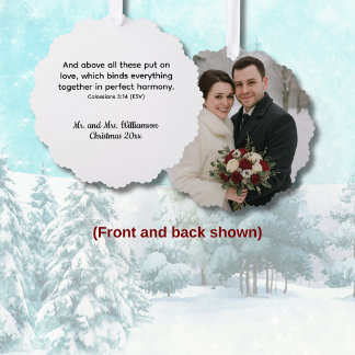 Colossians 3:14 Love and Harmony Bible Verse Ornament Kaart