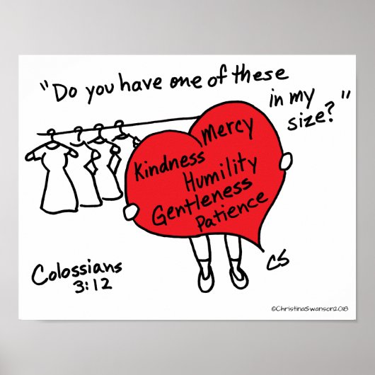 Colossiens 3:12 Poster du Coeur Rouge (Devant)