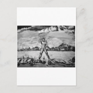 Colossus of Rhodes Black and White Briefkaart