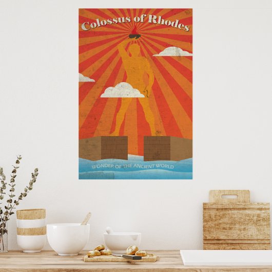 Colossus van Rhodes het Ancient Wonder Poster (Keuken)