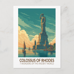 Colossus van Rhodos Zeven Wereldwonderen Kunst Briefkaart