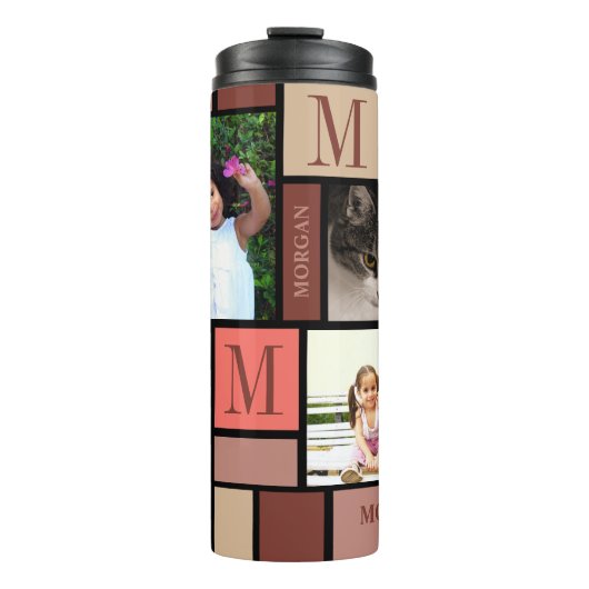 Colour Block Coral Monogram 4 Foto Thermosbeker (Voorkant)