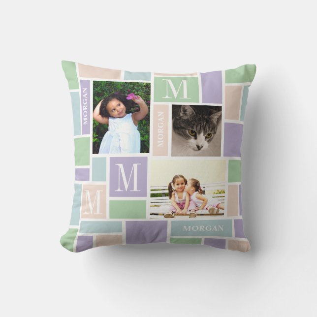 Colour Block Fun Pastels Modern Chic 3 Foto Kussen (Voorkant)