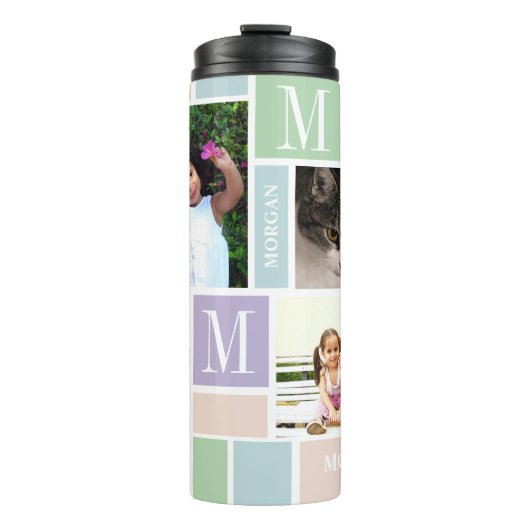 Colour Block Fun Pastels Monogram 4 Foto Thermosbeker (Voorkant)