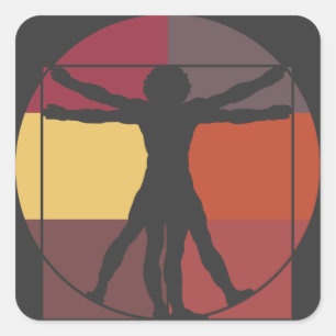 Colour Block Vitruvian Man Vierkante Sticker