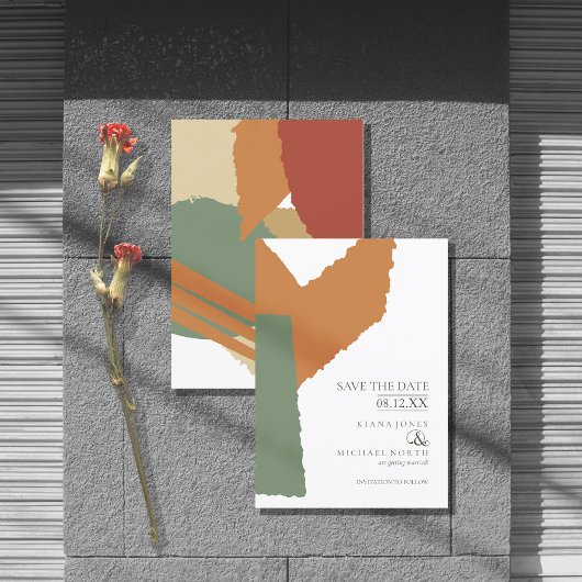 Colour Block Wedding Autumn ID740 Save The Date