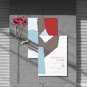 Colour Block Wedding Winter ID740 Save The Date