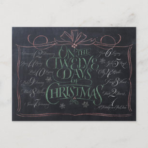Colour Chalkboard Lettering 12 kerstdagen Feestdagenkaart