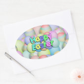 Colour Easter Eggs - Happy Easter Ovale Sticker (Envelop)
