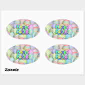 Colour Easter Eggs - Happy Easter Ovale Sticker (Vel)
