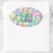 Colour Easter Eggs - Happy Easter Ovale Sticker (Tas)