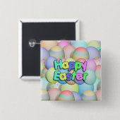 Colour Easter Eggs - Happy Easter Vierkante Button 5,1 Cm (Voorkant /achterkant)