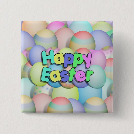 Colour Easter Eggs - Happy Easter Vierkante Button 5,1 Cm (Voorkant)
