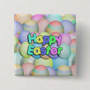 Colour Easter Eggs - Happy Easter Vierkante Button 5,1 Cm