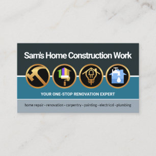  Colour Handyman Tools Contractor Builder Visitekaartje