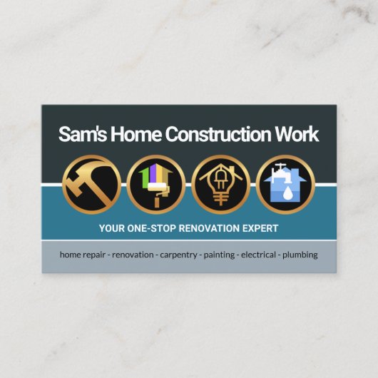  Colour Handyman Tools Contractor Builder Visitekaartje (Voorkant)