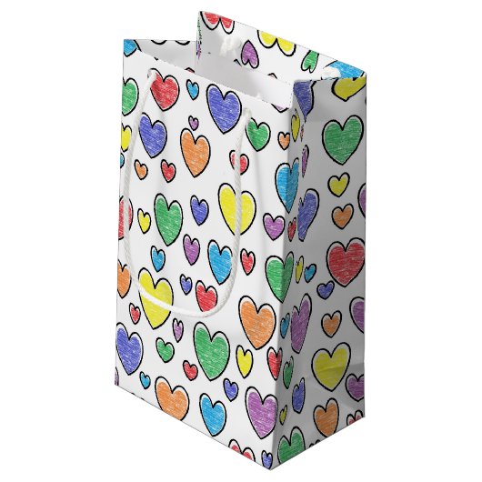 Colour Hearts Gift Bag Klein Cadeauzakje (Achterkant Gekanteld)