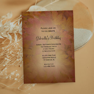 Colour Herfst Maple Leaves Birthday Party Kaart