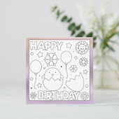 Colour me Happy Birthday Chick | Kaart activiteit (Staand voorkant)
