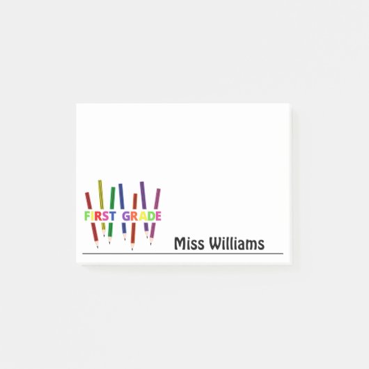 Colour Pencils First Grade Teacher Post-it Notes (Voorkant)