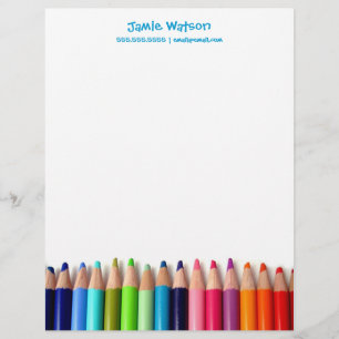 Colour Pencils Tutor Teacher Letterhead Briefhoofd Ontwerp