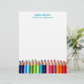 Colour Pencils Tutor Teacher Letterhead Briefhoofd Ontwerp (Staand voorkant)