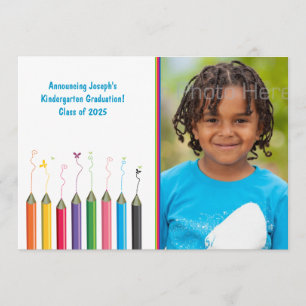 Colour Pencils Youth Afstudeerder Text Foto Aankondiging