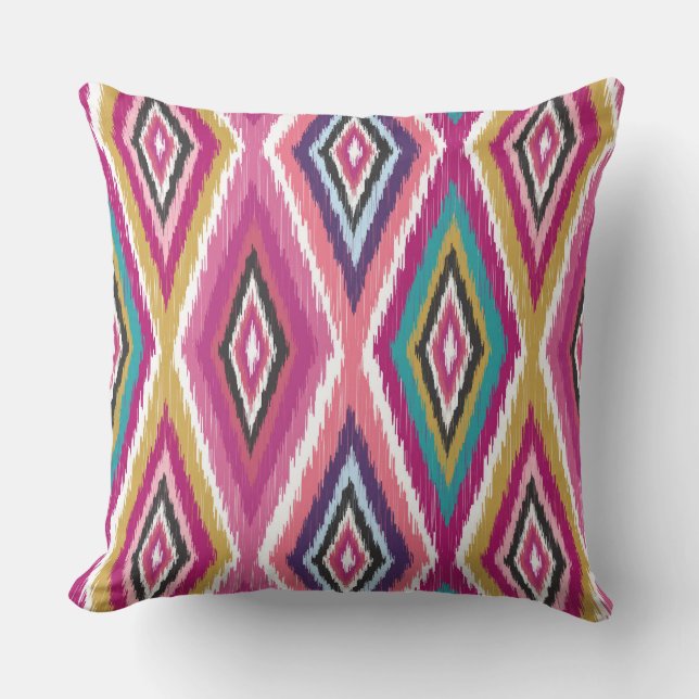 Colour Pop Ikat Diamonds Kussen (Voorkant)