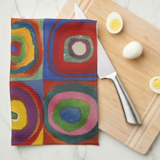 Colour Study of Squares Circles van Kandinsky Theedoek (Quarter Fold)