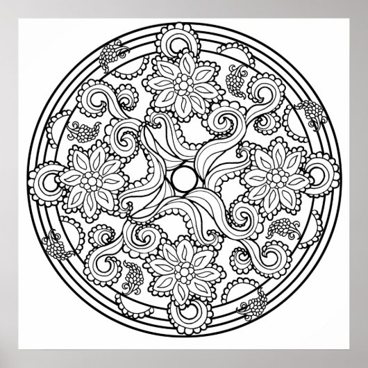 Colour Yourself Mandala Poster Paisley Zee (Voorkant)