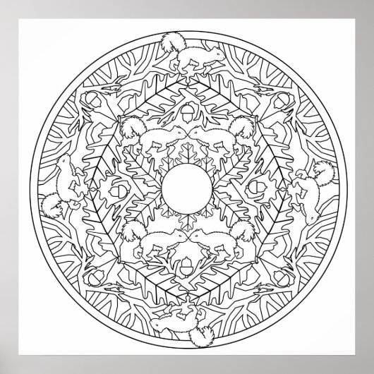Colour Yourself Mandala Poster Squirrel Poster (Voorkant)
