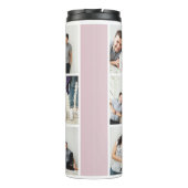 ColourBlock Monogram Familie Fotocollage | Mauve Thermosbeker (Achterkant)