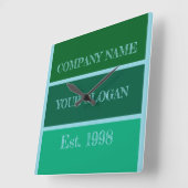 Coloured Block Style Company Name Vierkante Klok (Hoek)