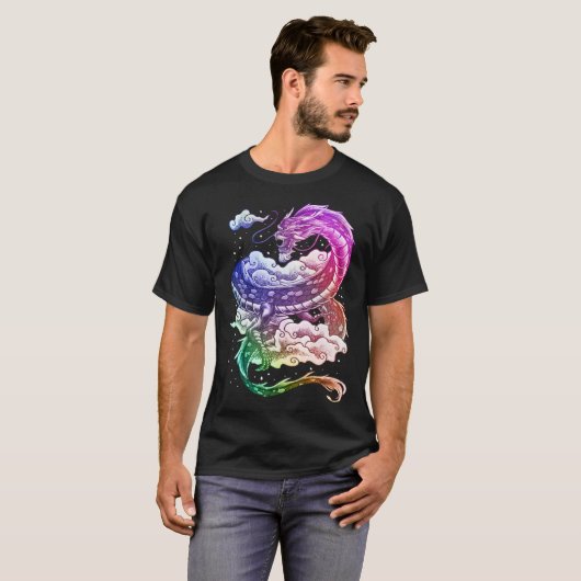 Coloured Japanese tradition dragon T-shirt (Voorkant volledig)