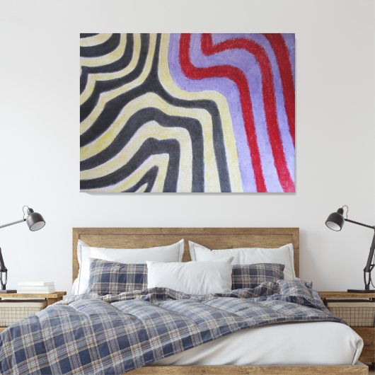 Coloured Waves Stretched Canvas Print (Insitu (Slaapkamer))