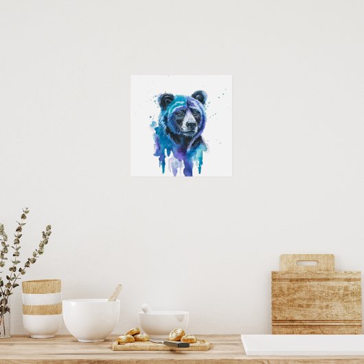 Colourful Bear Watercolour Artwork Poster (Keuken)