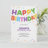 Colourful birthday invitation in festive theme (Debout devant)