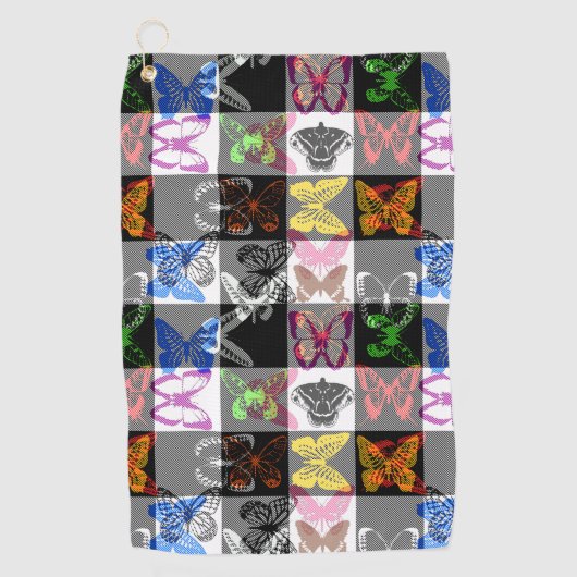 Colourful Butterfly Plaid Tartan Check Design  Golfhanddoek (Voorkant)