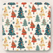 Colourful Christmas Pine Trees Seamless Pattern Bier Onderzetter (Voorkant)
