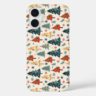 Colourful Christmas Pine Trees Seamless Pattern iPhone 16 Hoesje