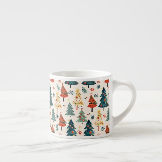 Colourful Christmas Pine Trees Seamless Pattern Espresso Kop (Rechts)