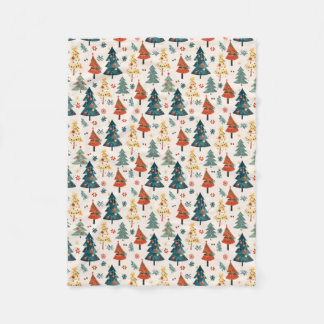 Colourful Christmas Pine Trees Seamless Pattern Fleece Deken