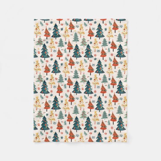 Colourful Christmas Pine Trees Seamless Pattern Fleece Deken (Voorkant)