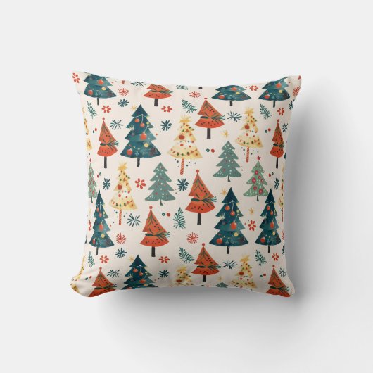 Colourful Christmas Pine Trees Seamless Pattern Kussen (Voorkant)