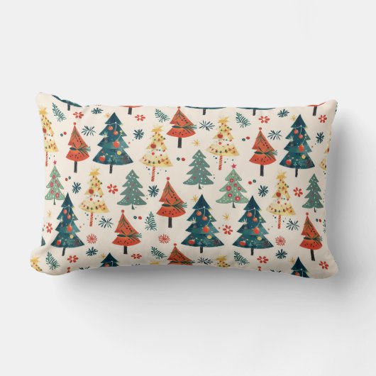 Colourful Christmas Pine Trees Seamless Pattern Kussen (Voorkant)