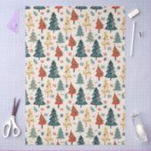 Colourful Christmas Pine Trees Seamless Pattern Tissuepapier (Craft)