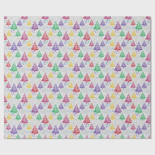 Colourful Christmas Trees Xmas Cadeaupapier (Vlak)