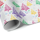 Colourful Christmas Trees Xmas Cadeaupapier (Rol Hoek)