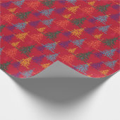Colourful Christmas Trees Xmas Red Cadeaupapier (Hoek)
