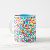 Colourful Exotic Floral Pattern-23147 Tweekleurige Koffiemok (Voorkant links)